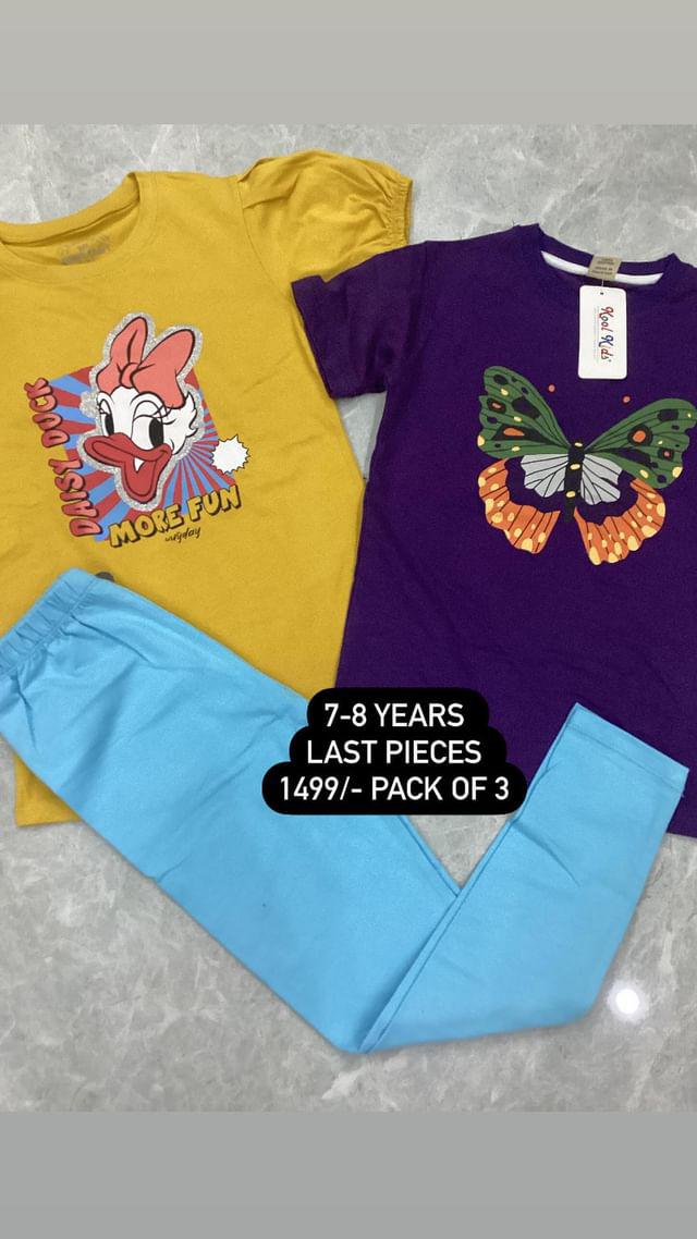 Kids Summer Sale Imported Original Branded Shirts with Tights Pack of 3