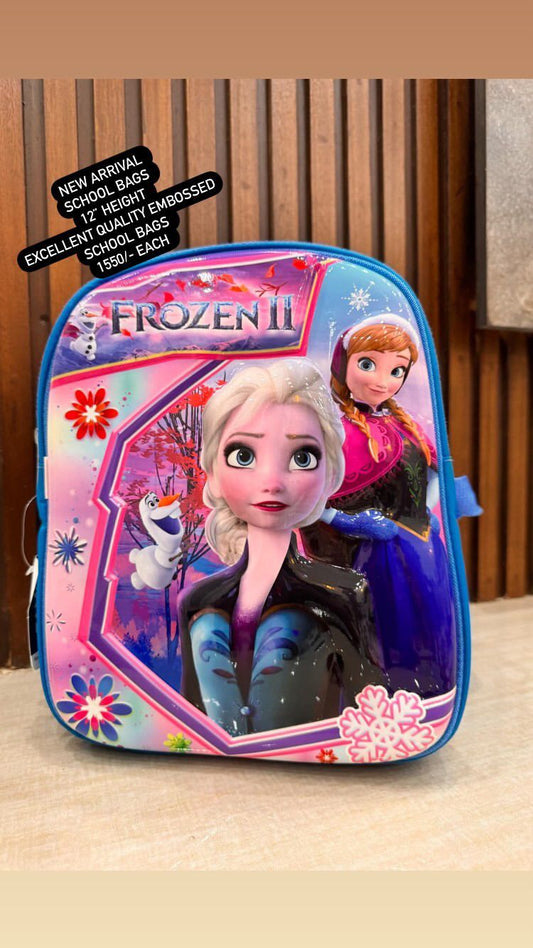 Kids Girls Boys 3D Embossed School Bag 12 Inches Height Excellent Quality Frozen