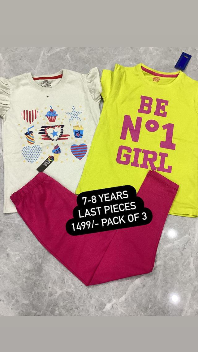 Kids Summer Sale Imported Original Branded Shirts with Tights Pack of 3