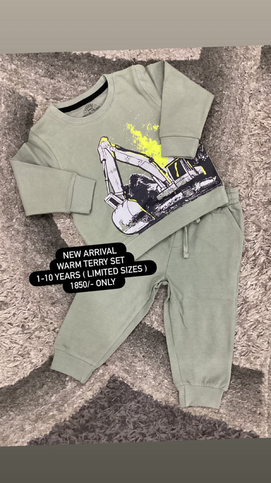 Kids Boys Affordable Baby Outfits –- Winter Fleece Warm Branded Track Suit