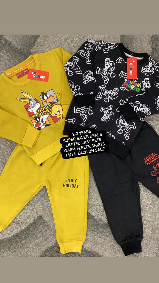 Kids Girls Boys Affordable Baby Outfits –- Winter Warm Fleece Track Suits