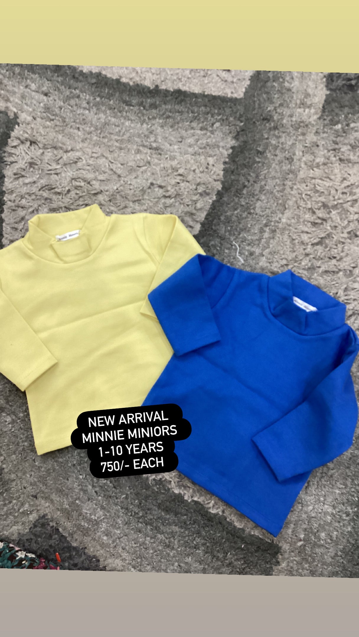 Kids Girls Boys Affordable Baby Outfits –- Winter Warm Original Minnie Minors Hi Necks