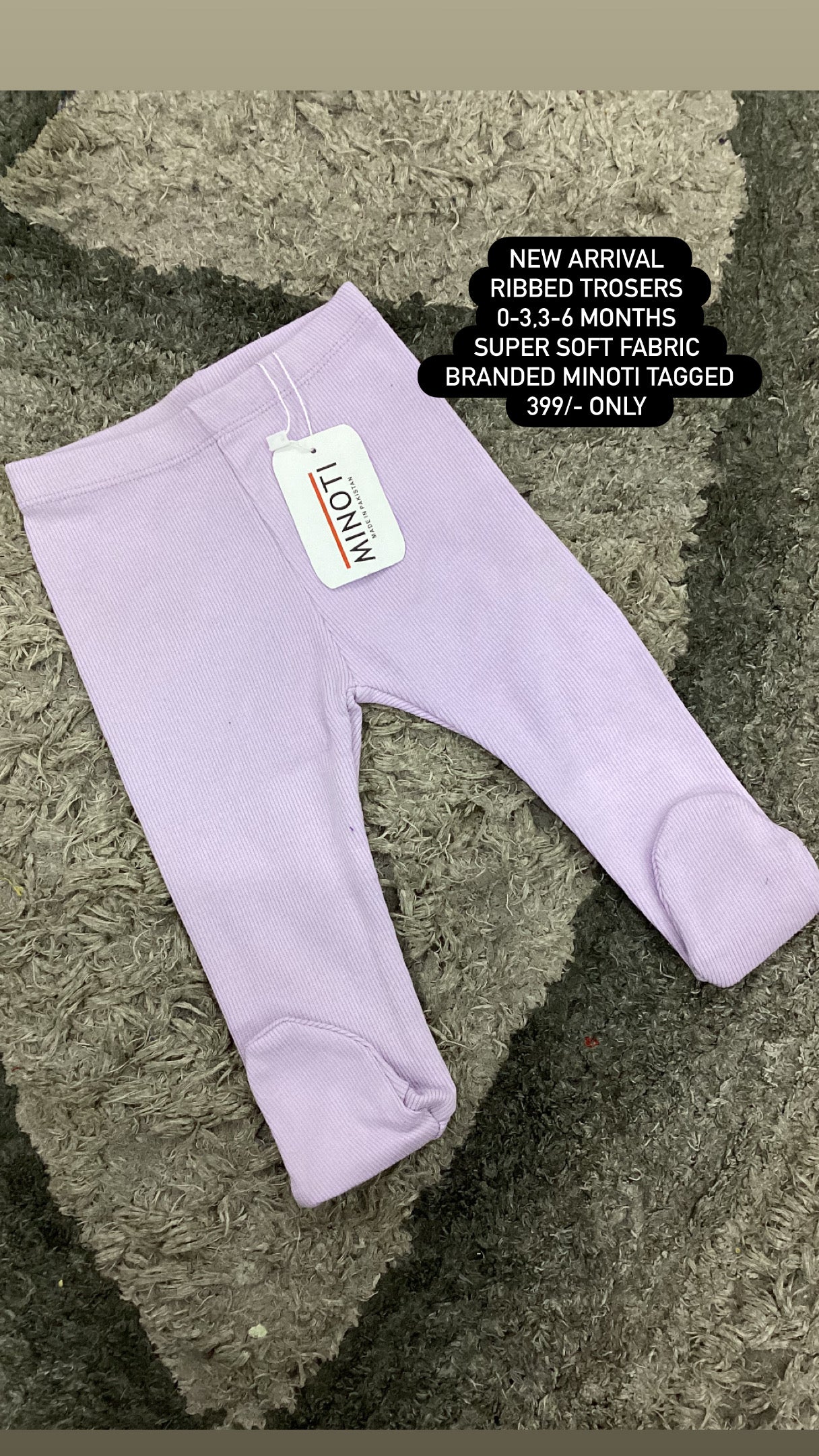 Kids Infant Affordable Baby Outfits –- Winter Mid Weather Ribbed Minoti Branded Trousers