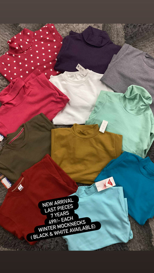 Kids Girls Boys Affordable Baby Outfits –- Winter Warm Hi/Mock Necks Pack of 3