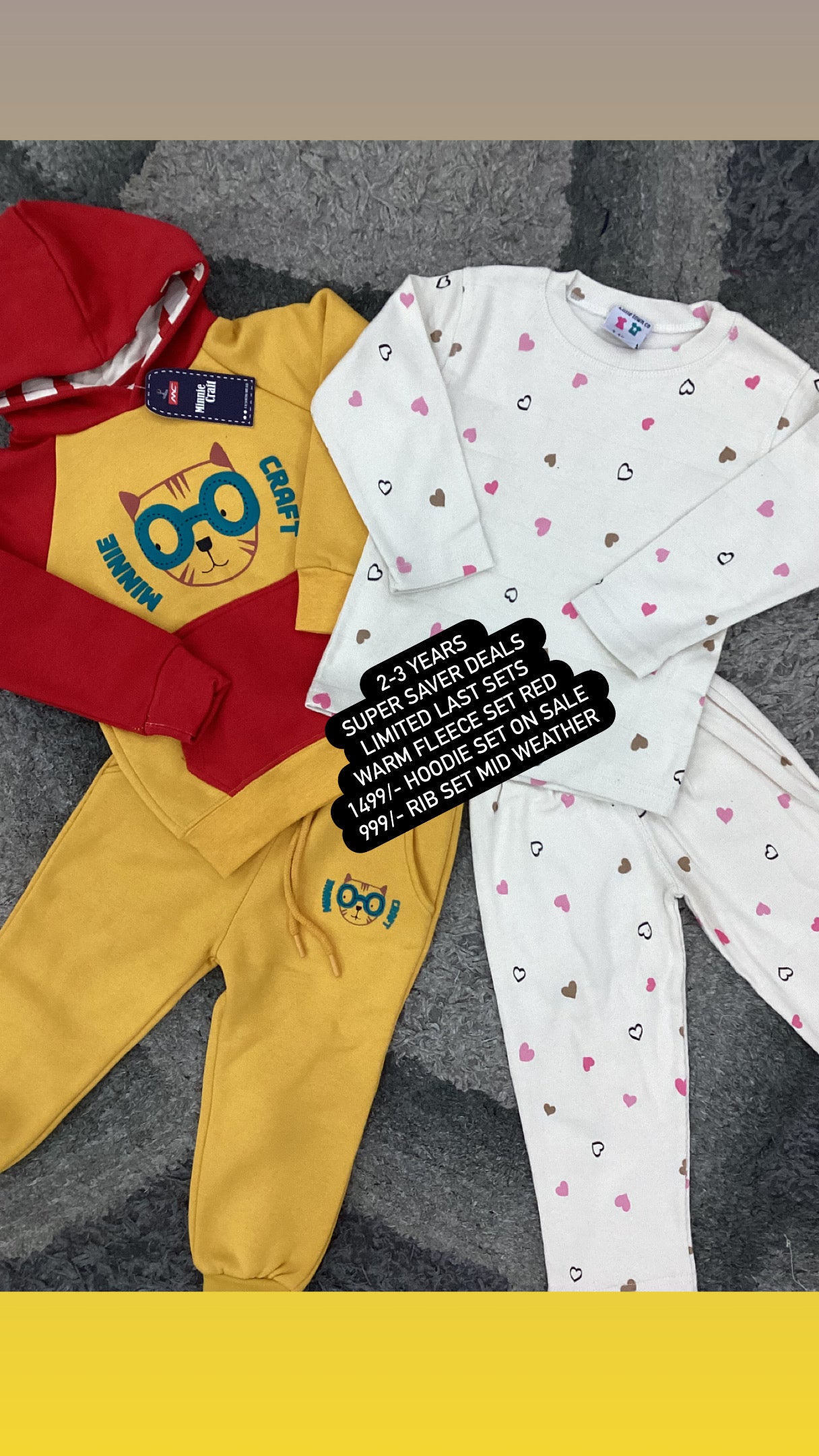 Kids Girls Boys Affordable Baby Outfits –- Winter Warm Branded Hoodie Track suits