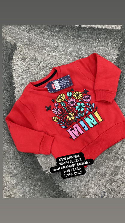 Kids Girls Affordable Baby Outfits –- Winter Warm Fleece Branded Original Shirt