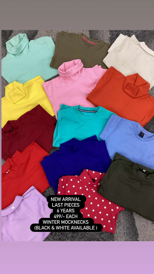 Kids Girls Boys Affordable Baby Outfits –- Winter Warm Hi/Mock Necks Pack of 3