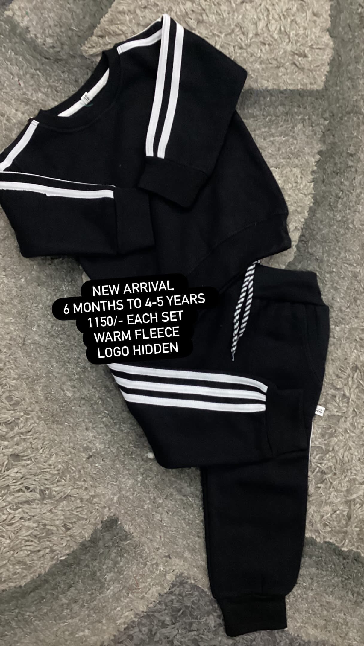 Kids Boys Girls Affordable Baby Outfits –- Winter Warm Fleece Branded Addidas Track Suit