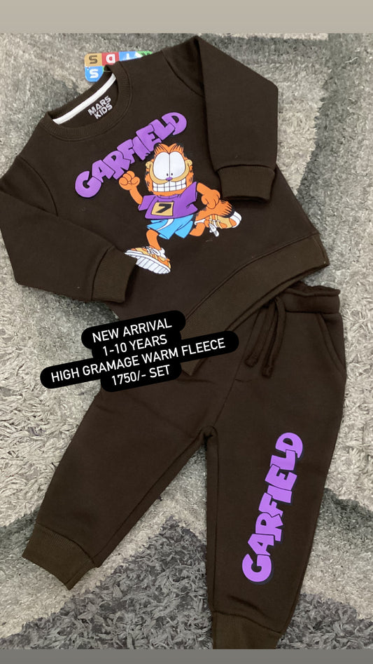 Kids Girls Boys Affordable Baby Outfits –- Winter Warm Branded 2 Piece Track Suit Fleece