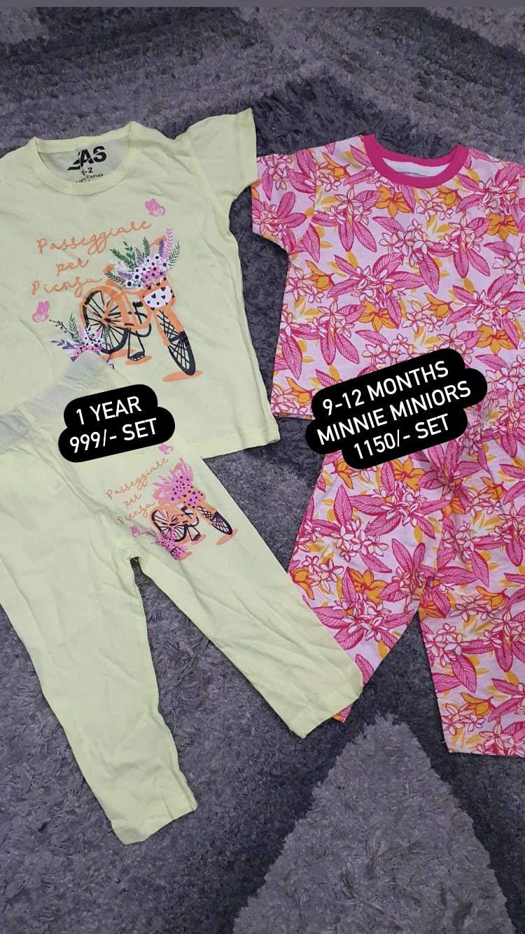 Kids Girls Summer Pack of 2 Branded Pack 9-12 Months: One shirt with One Trouser Original Minnie Minors