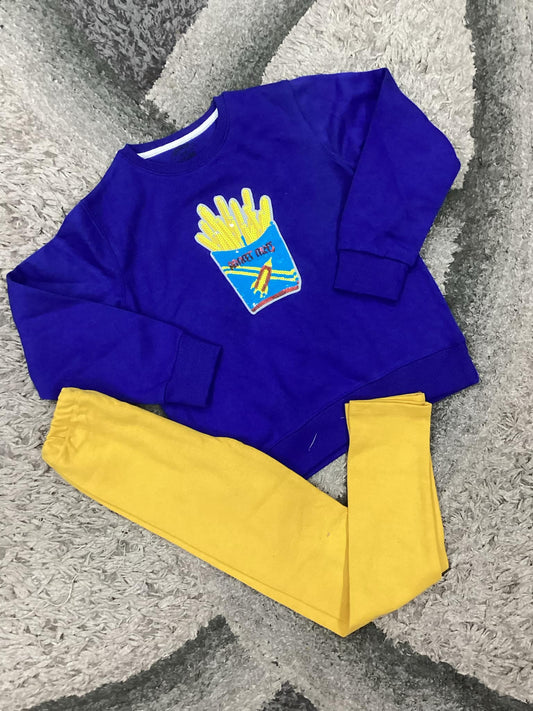 Kids Girls Winter Fleece Warm Shirt and Trousers Imported Brand