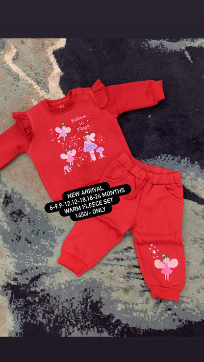 Kids Girls Infant Affordable Baby Outfits –- Winter Warm Fleece Branded Track Suit
