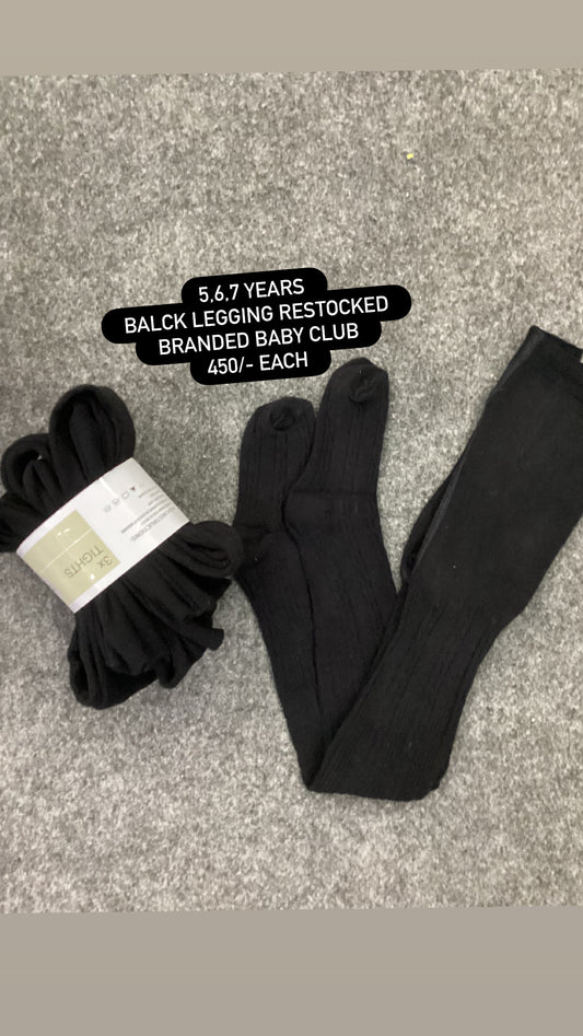 Kids Girls Boys Affordable Baby Outfits –- Winter Warm Branded Woolen Legging Black