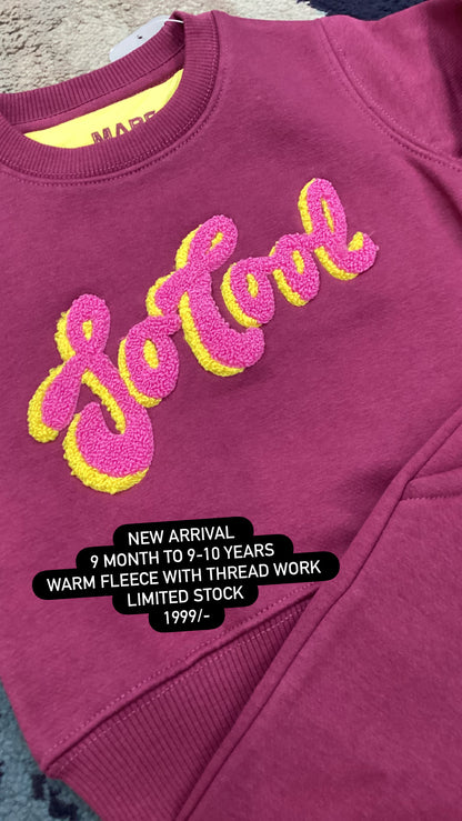 Kids Girls Affordable Baby Outfits –- Winter Warm Fleece Branded Track Suit