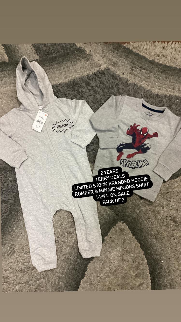 Kids Boys Winter Gala Fleece Warm Romper with Spiderman shirt Original Minnie  2-3 Year