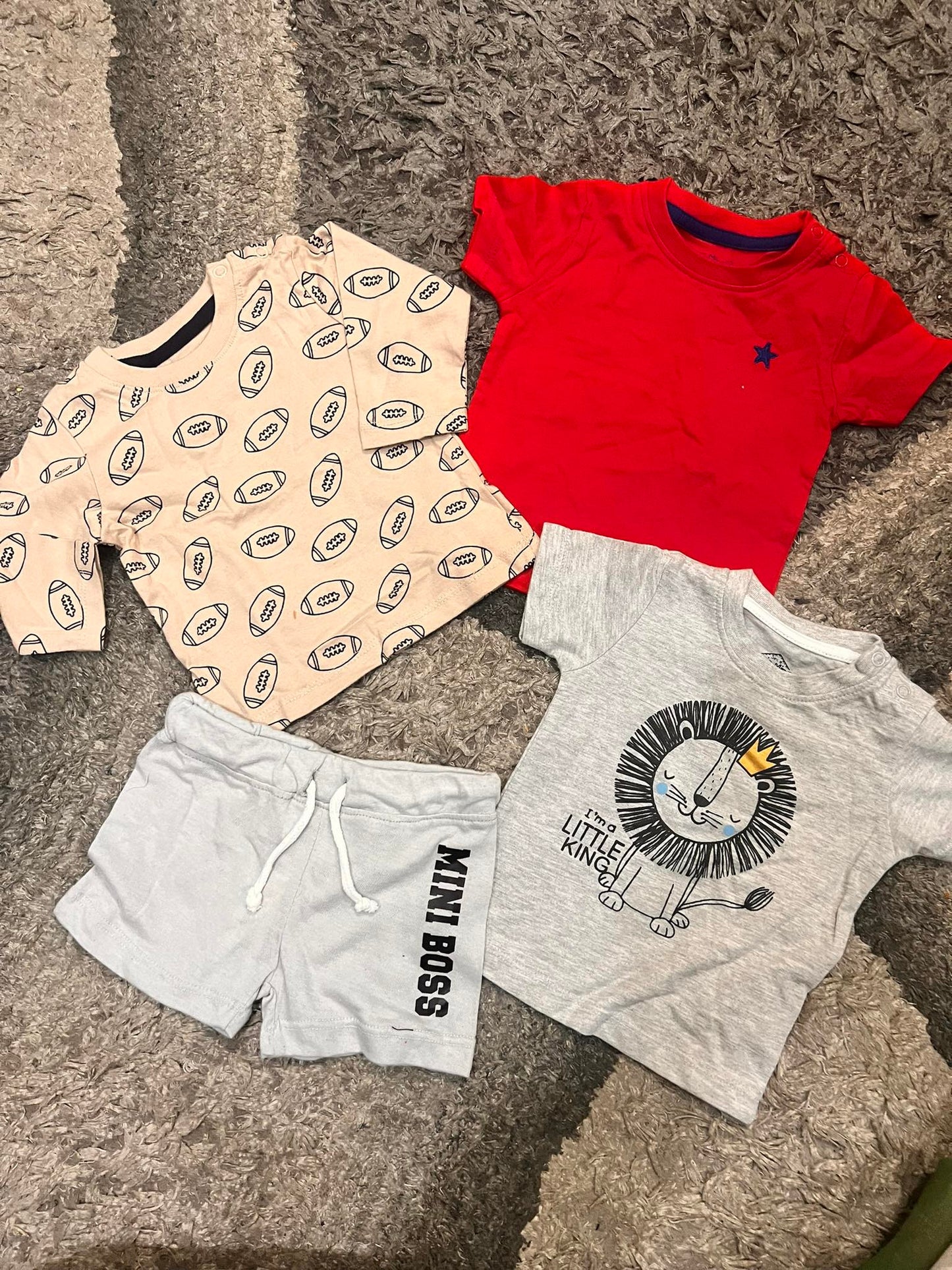 Kids Infant Boys Summer Sale Pack of 4 : 3 Shirts with One Short 0-3 Months