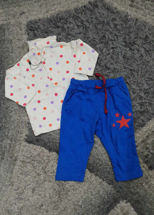 Kids Girls Summer Sale Pack of 2 Branded Shirt and Trouser 3-6 Months