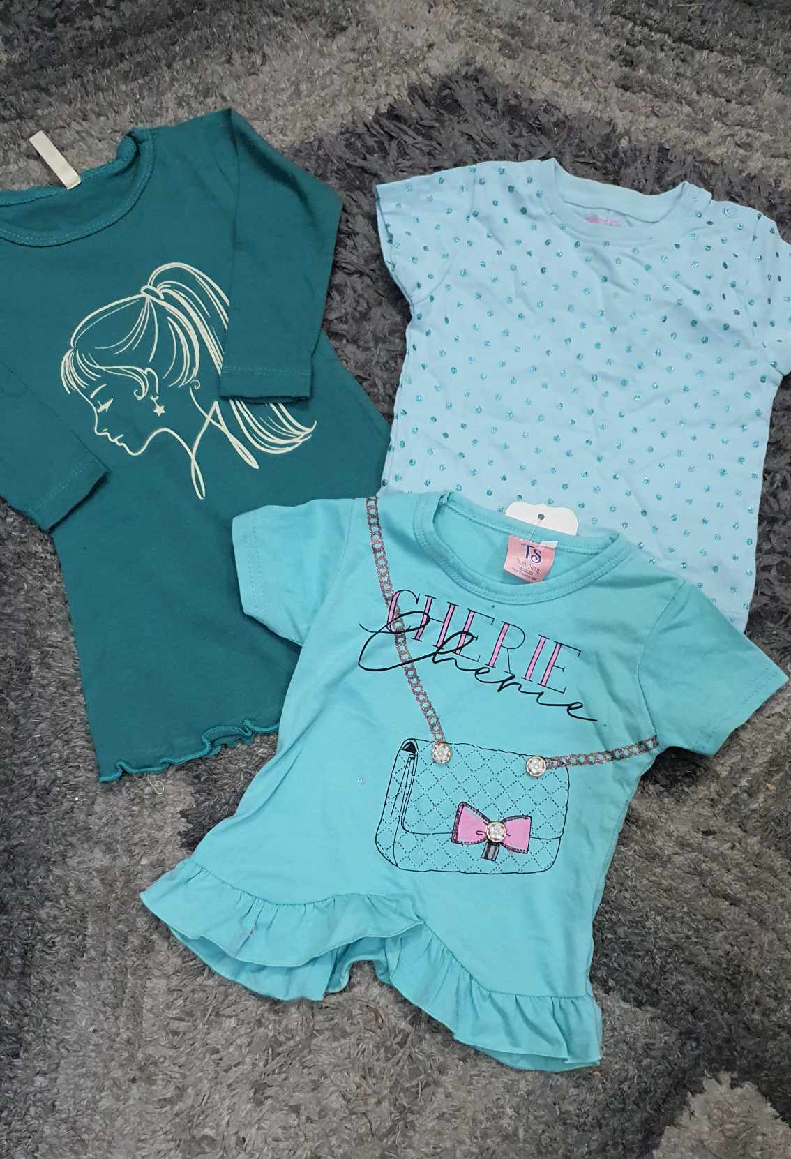 Kids Infant Girls Summer Pack of 3: 6-9 Months, One Shirt and 2 Frocks