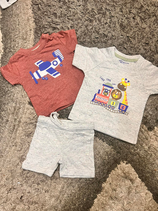 Kids Infant Boys Summer Sale : Pack of 3: 2 Shirts with One Short Original Minnie Minors