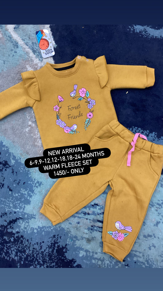 Kids Girls Infant Affordable Baby Outfits –- Winter Warm Fleece Branded Track Suit