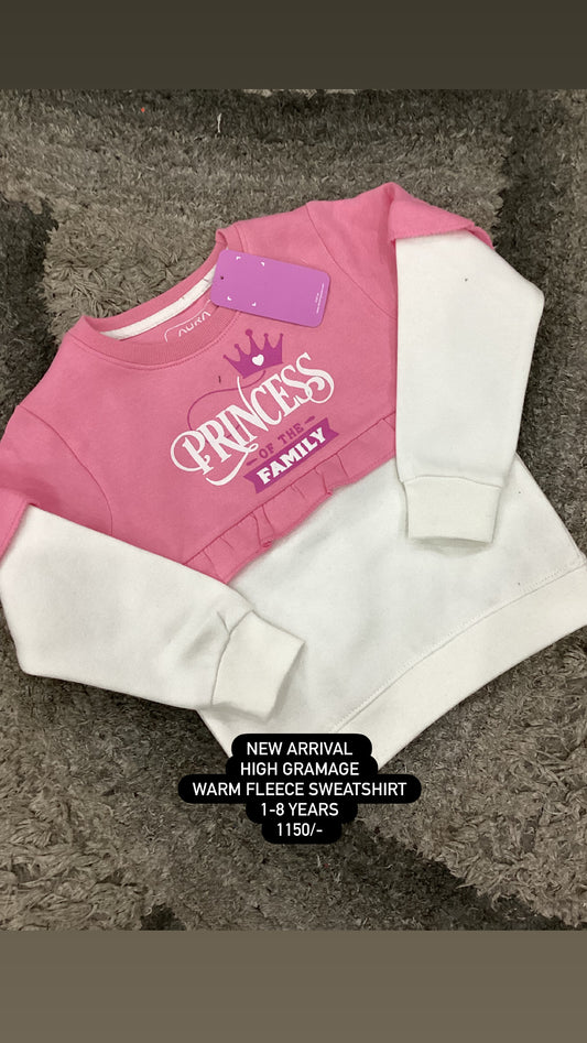 Kids Girls Affordable Baby Outfits –- Winter Warm Fleece Branded Shirt Embroided