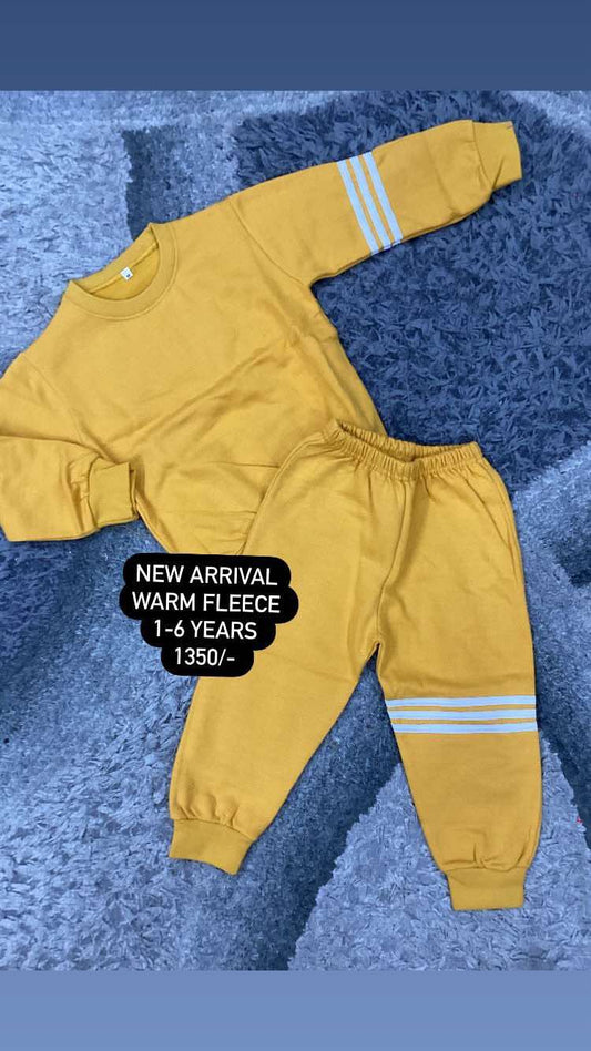 Kids Girls Boys Winter Fleece warm Stripes Track Suit Imported branded