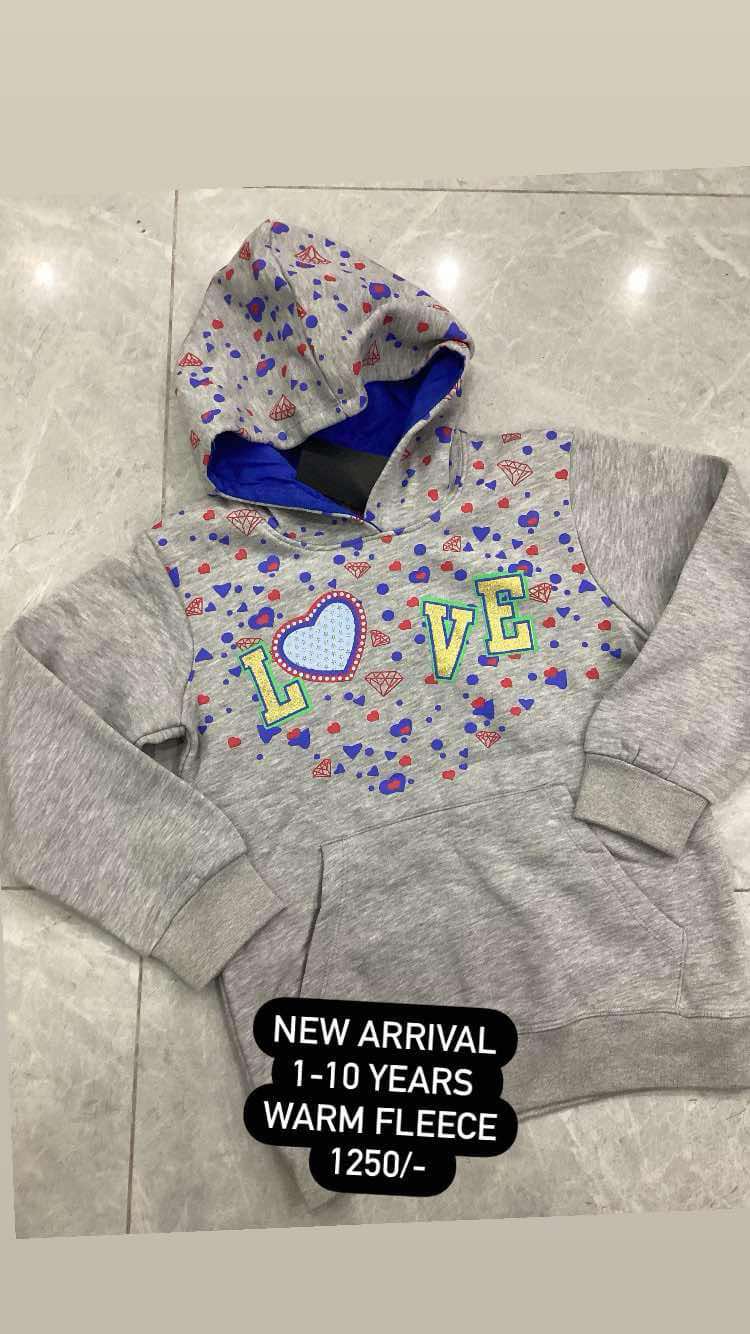 Kids Girls Winter Fleece Warm Hoodie Imported Branded