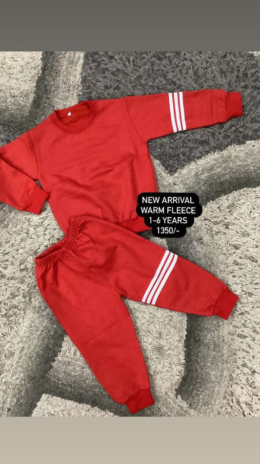 Kids Girls Boys Winter Fleece warm Stripes Track Suit Imported branded