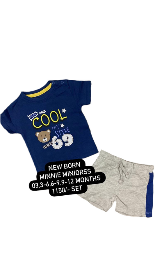 Kids Infant Boys Summer New Arrivals Original Minnie Minors Shirt with Shorts