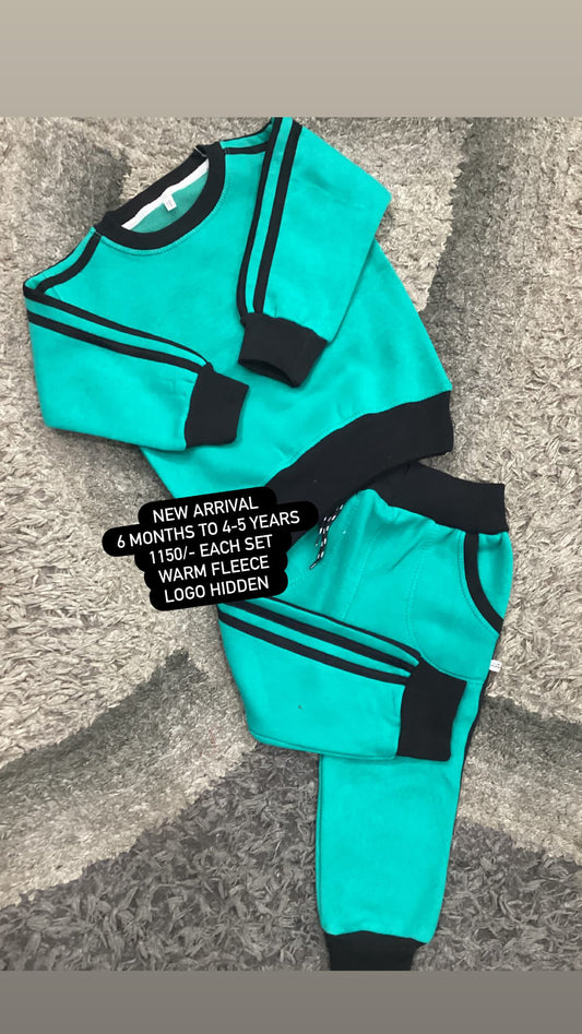 Kids Boys Girls Affordable Baby Outfits –- Winter Warm Fleece Branded Addidas Track Suit