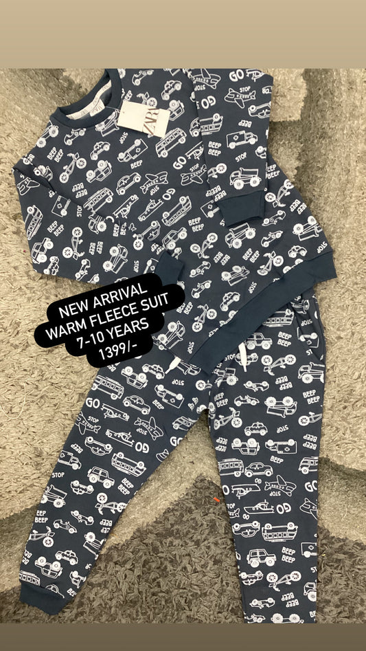 Kids Girls Affordable Baby Outfits –- Winter Warm Branded Fleece Track Suit