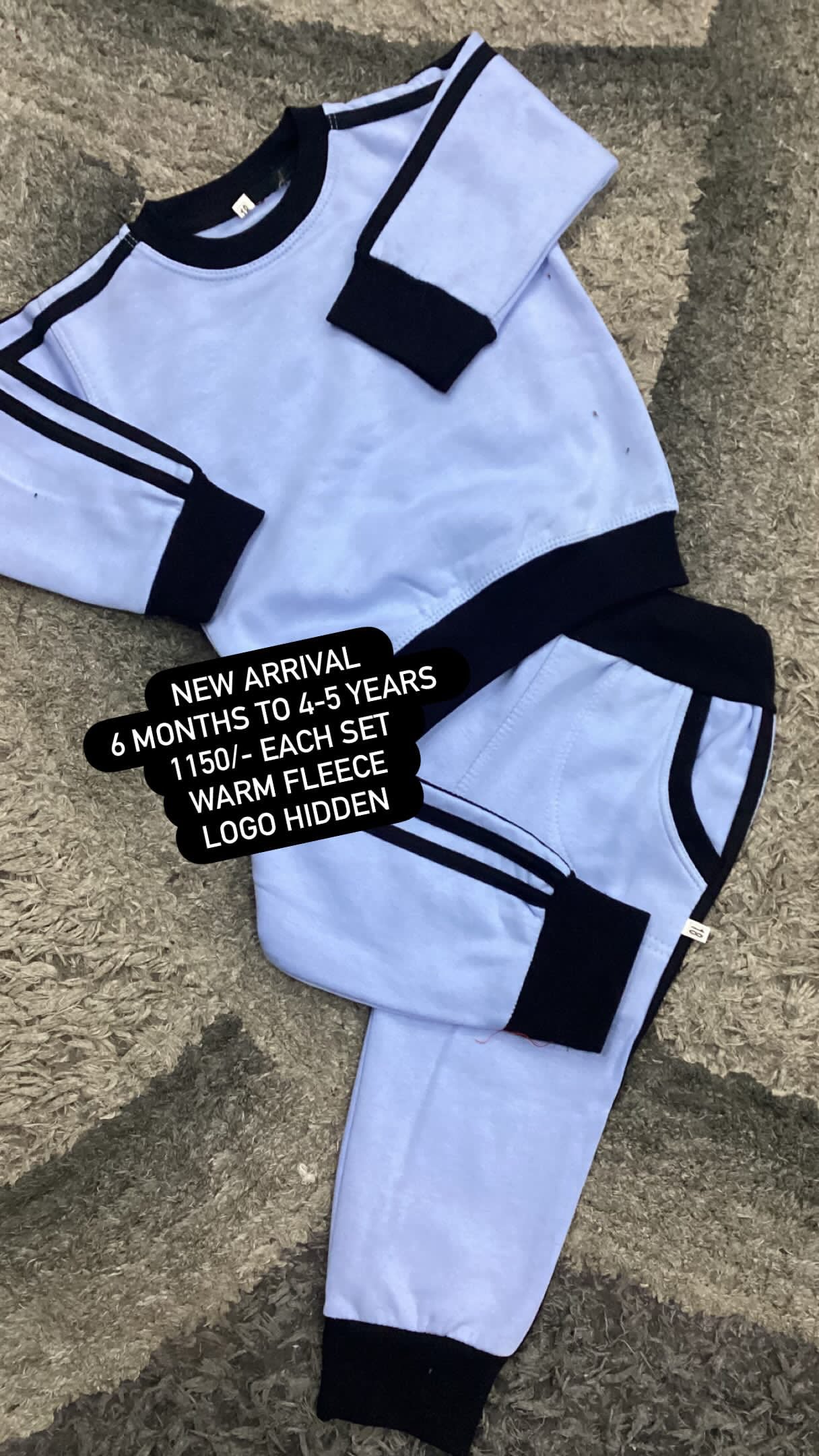 Kids Boys Girls Affordable Baby Outfits –- Winter Warm Fleece Branded Addidas Track Suit