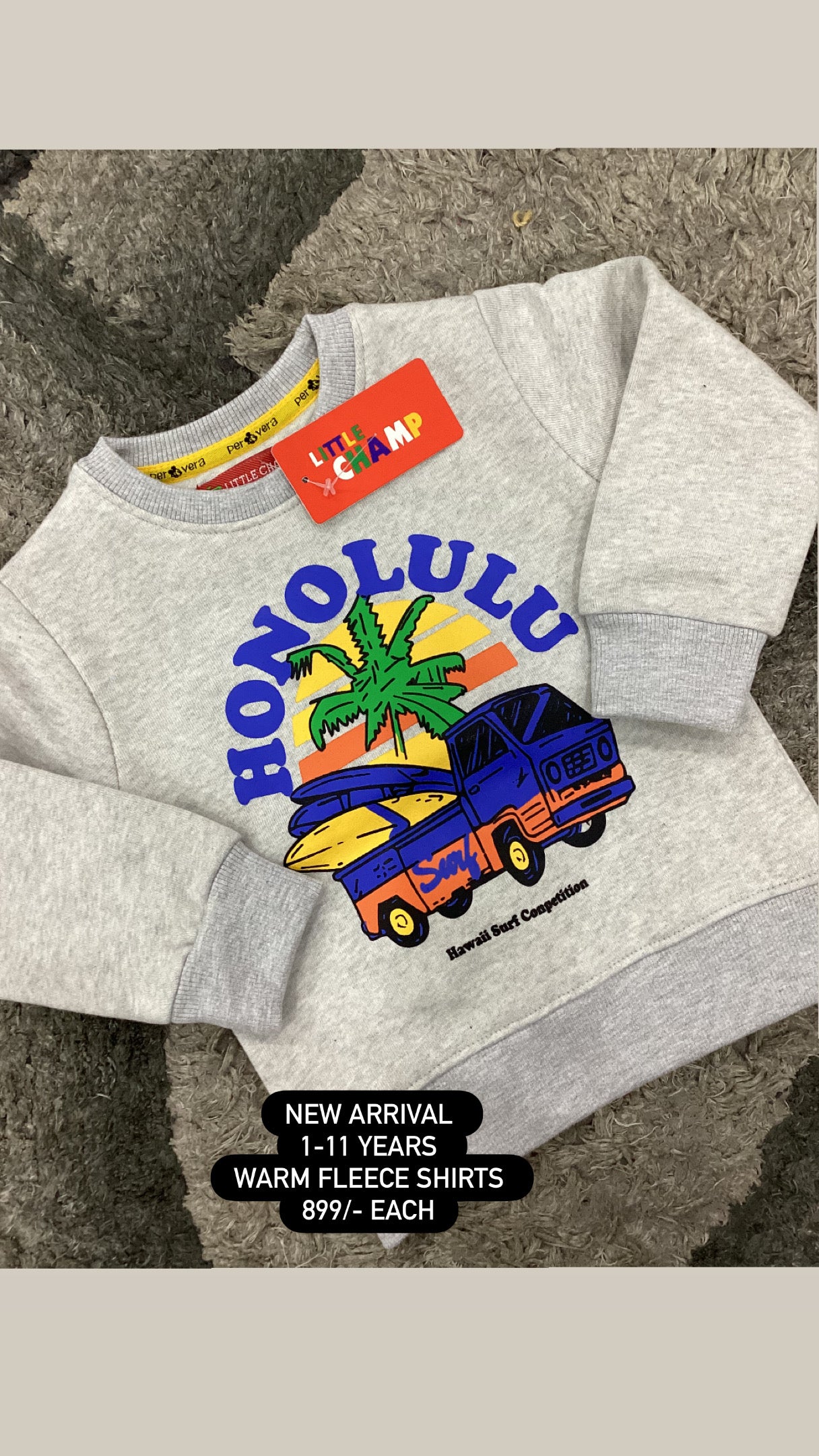 Kids Boys Girls Affordable Baby Outfits –- Winter Warm Fleece Branded Sweat Shirt