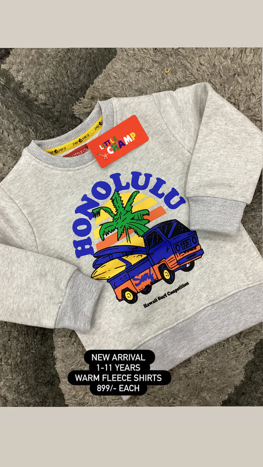 Kids Boys Girls Affordable Baby Outfits –- Winter Warm Fleece Branded Sweat Shirt