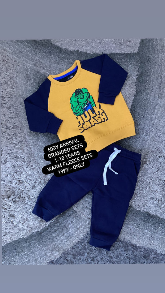 Kids Boys Affordable Baby Outfits –- Winter Fleece Warm Branded Track Suit