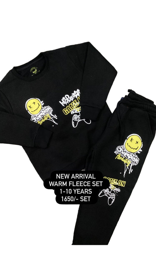 Kids Boy Affordable Baby Outfits –- Warm Fleece Branded Track Suit