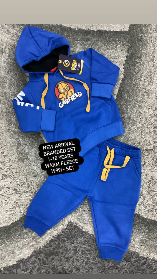 Kids Boys Affordable Baby Outfits –- Winter Fleece Warm Branded Track Suit Hoodie set