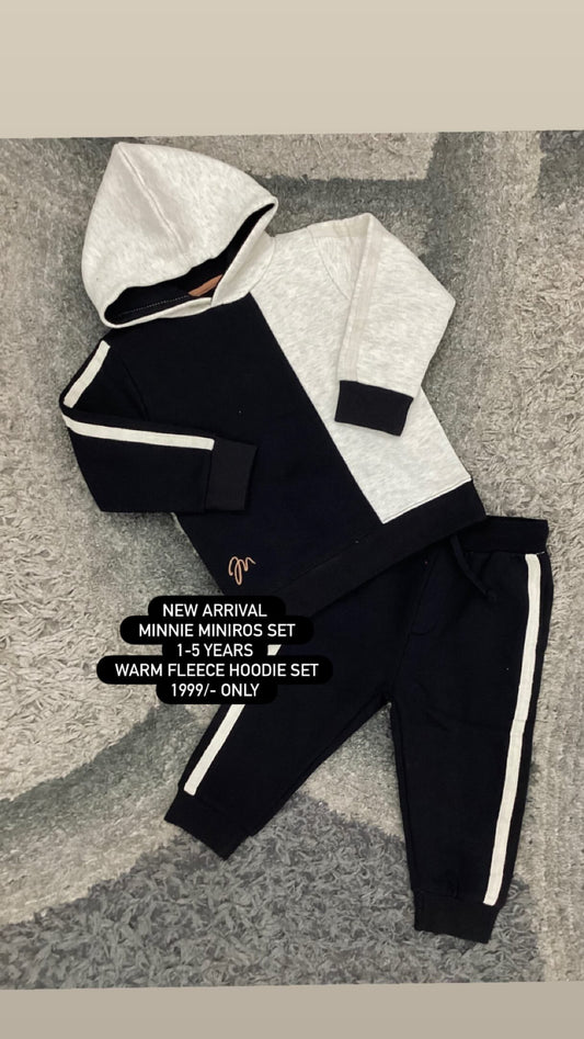 Kids Boys Affordable Baby Outfits –- Winter Fleece Warm Branded Track Suit Hoodie set