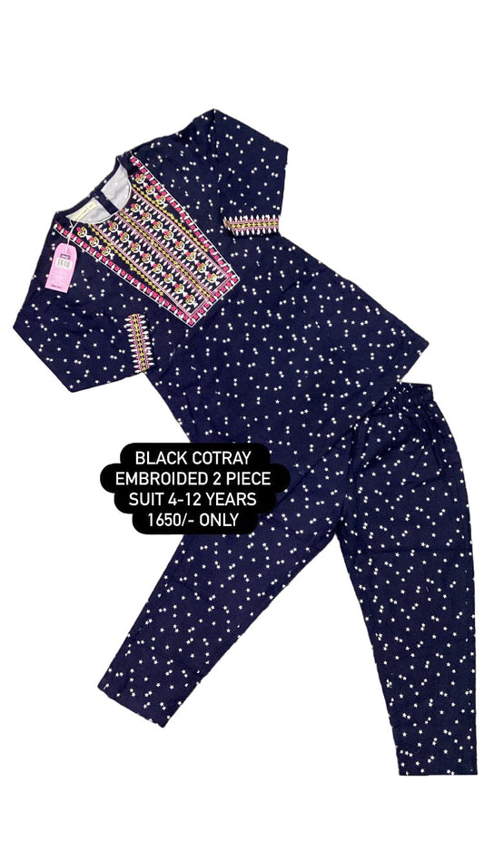 Kids Girls Affordable Baby Outfits –- Embroided Cotton 2 Piece