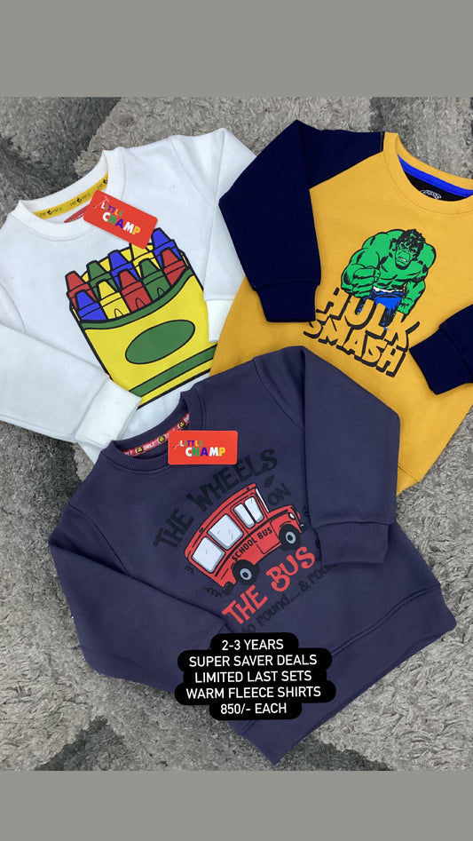 Kids Girls Boys Affordable Baby Outfits –- Winter Warm Fleece Branded Sweat Shirt