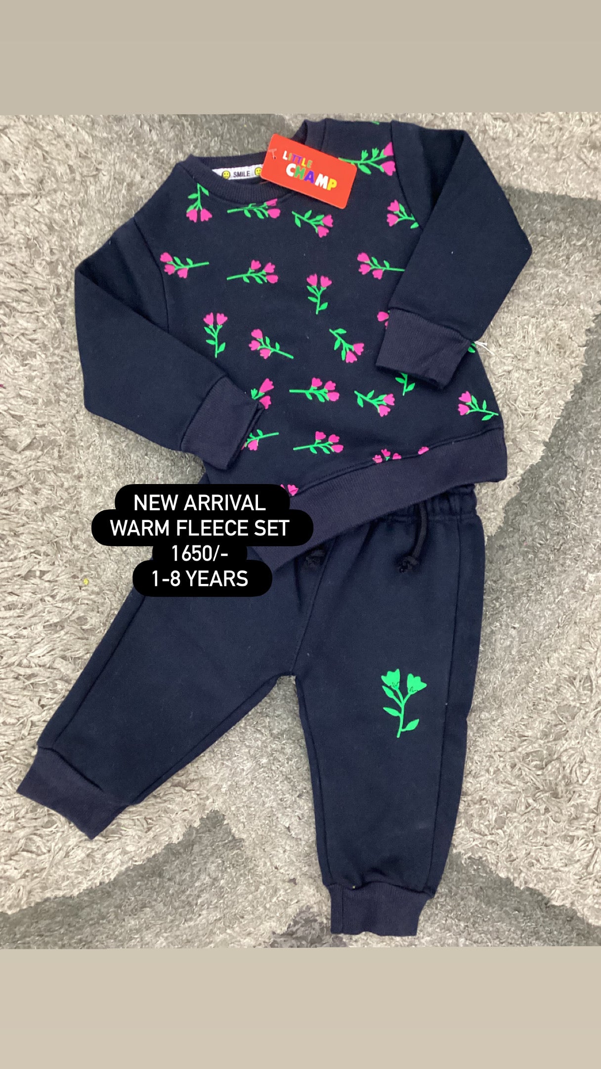 Kids Girls Affordable Baby Outfits –- Winter Warm Fleece Branded Track Suit