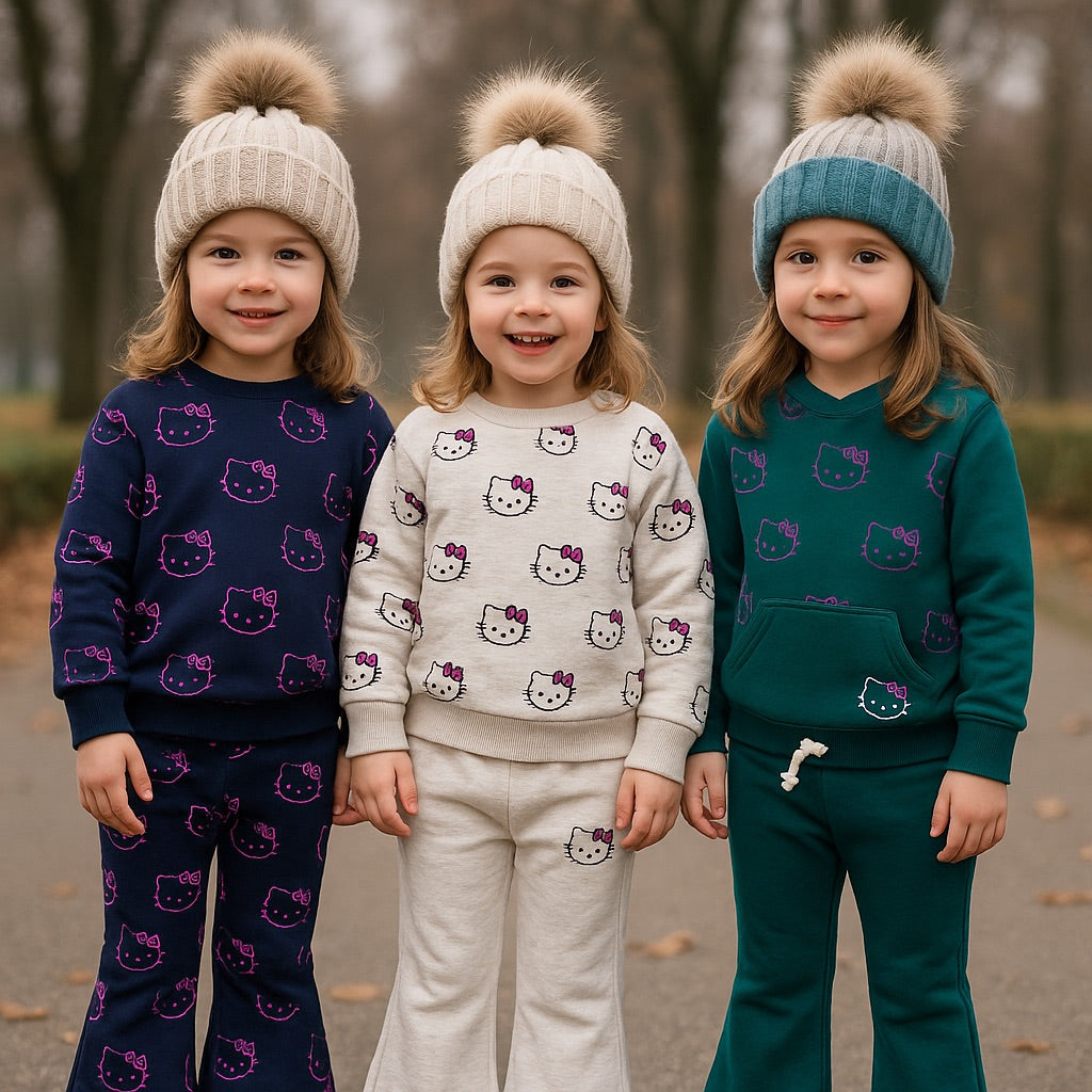 Kids Girls Affordable Baby Outfits –- Winter Warm Fleece Branded Imported Track Suit