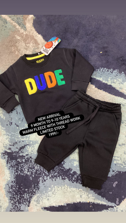 Kids Boys Affordable Baby Outfits –- Winter Warm Fleece Branded Track Suit