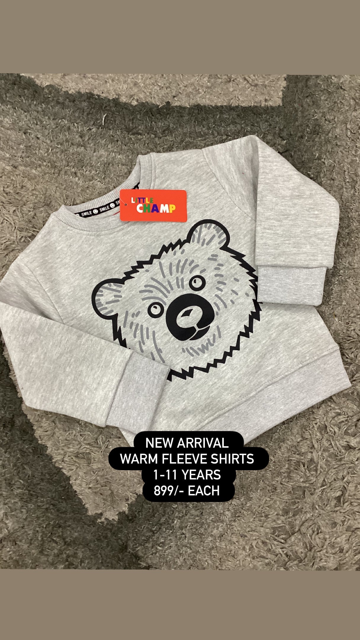 Kids Boys Girls Affordable Baby Outfits –- Winter Warm Fleece Branded Shirt