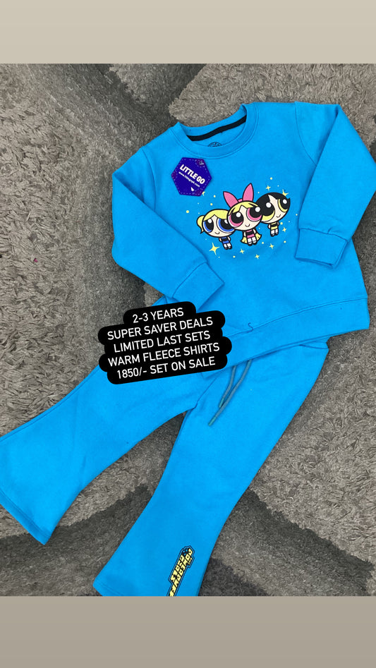 Kids Girls Affordable Baby Outfits –- Winter Warm Fleece Branded Track Suit
