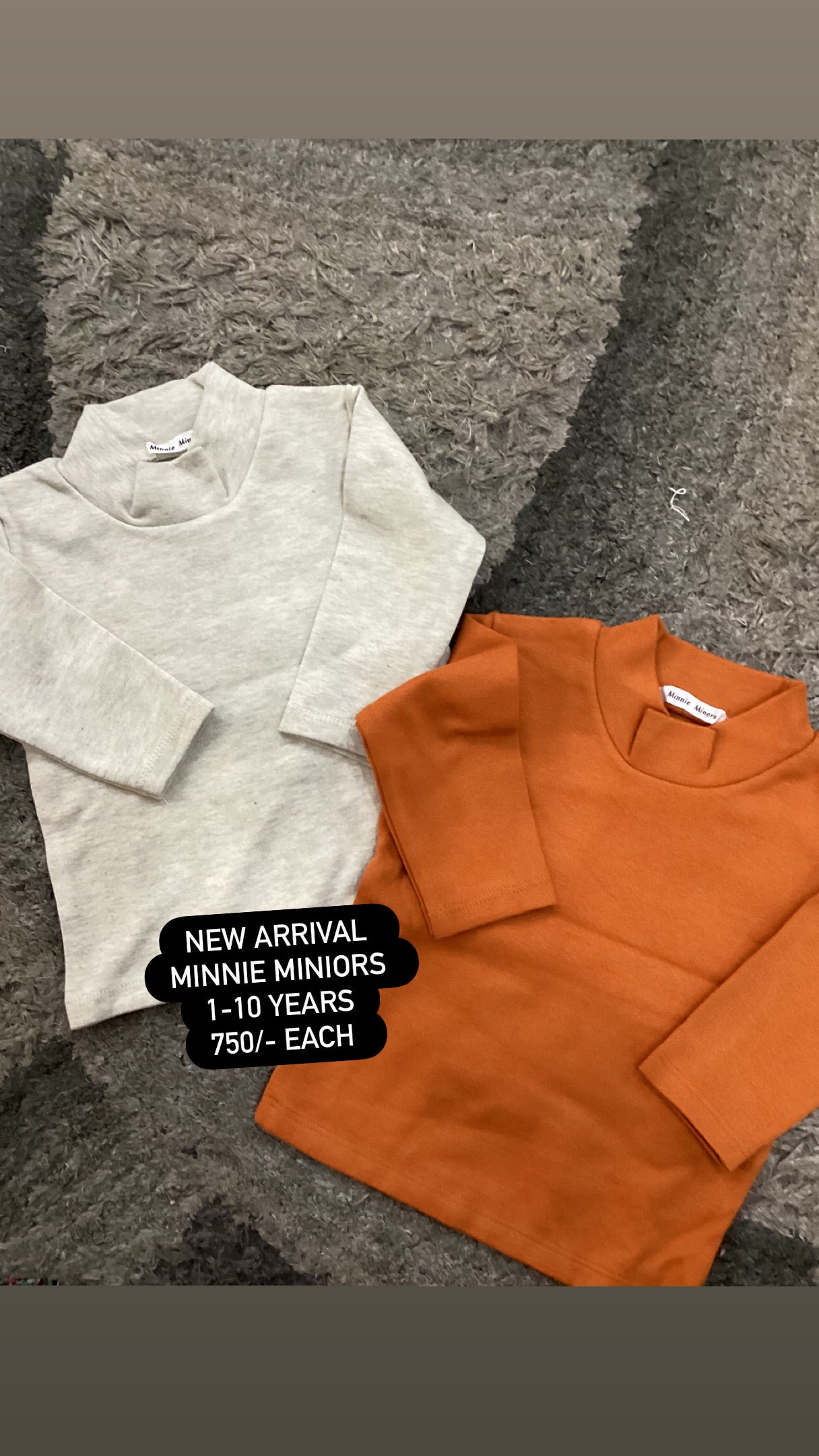 Kids Girls Boys Affordable Baby Outfits –- Winter Warm Original Minnie Minors Hi Necks