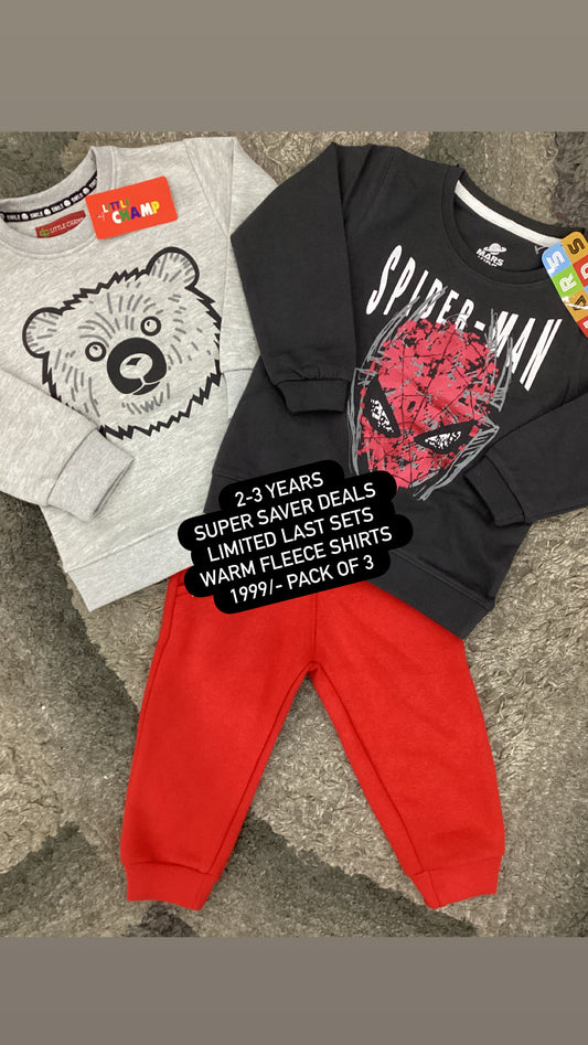 Kids Girls Boys Affordable Baby Outfits –- Winter Warm Fleece Track Suits and shirts deal
