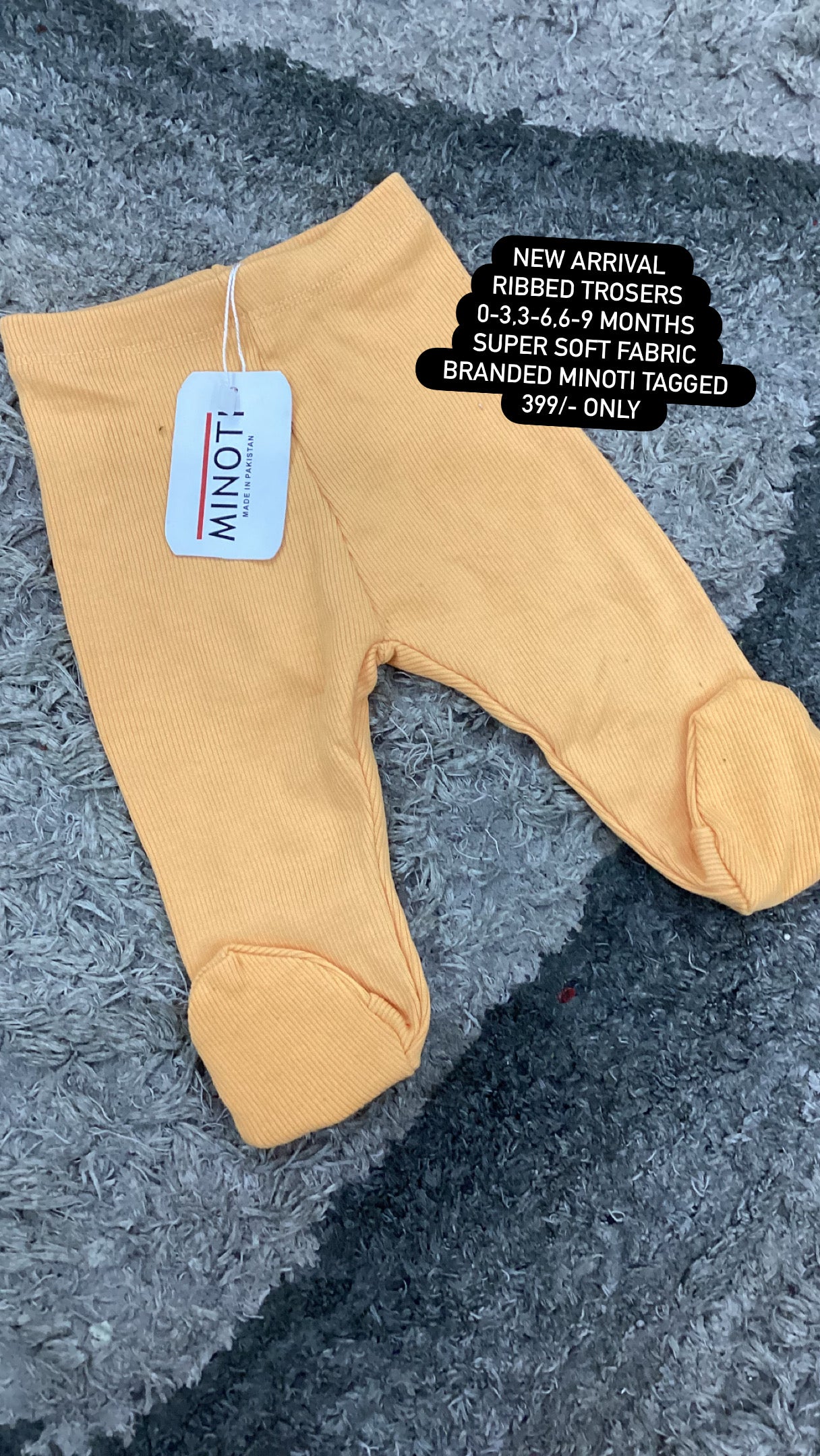 Kids Infant Affordable Baby Outfits –- Winter Mid Weather Ribbed Minoti Branded Trousers