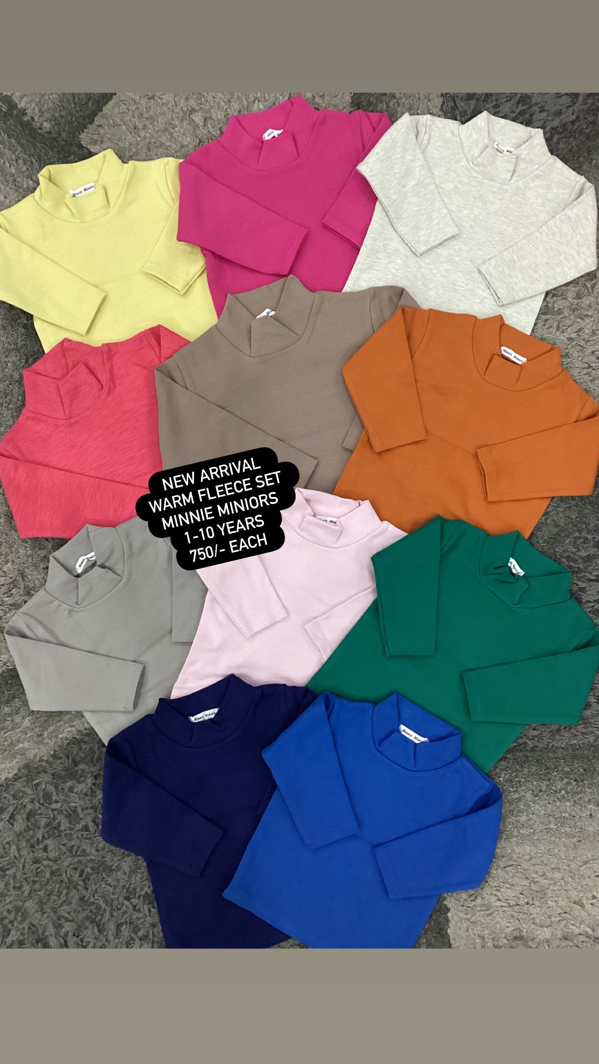 Kids Boys Girls Affordable Baby Outfits –- Winter Warm Branded Original Minnie Minors Hi Necks