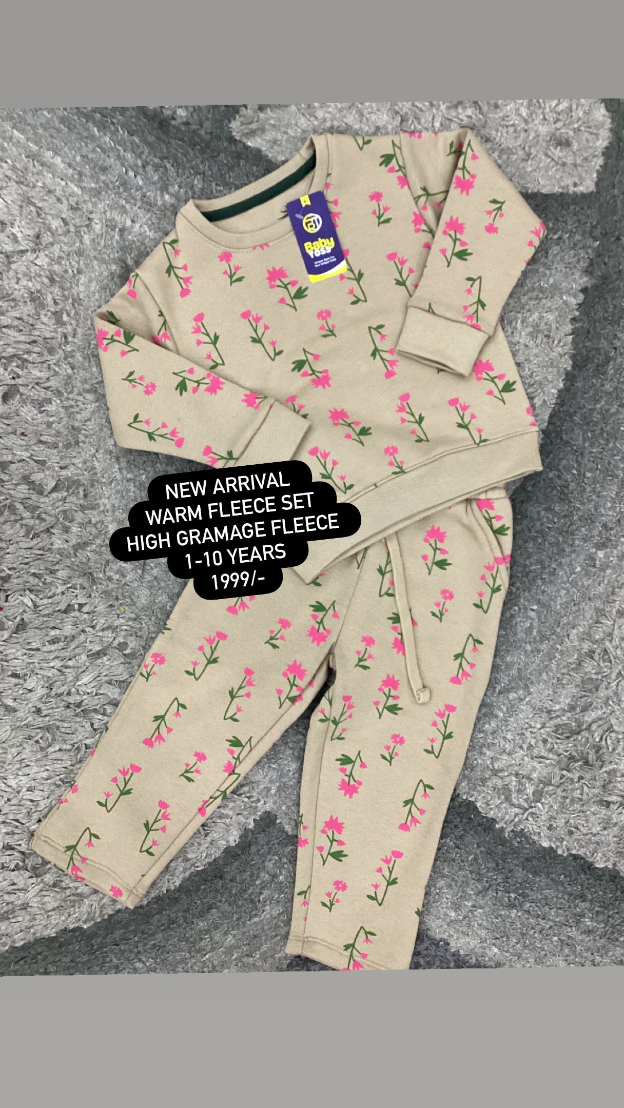 Kids Girls Affordable Baby Outfits –- Winter Warm Fleece Branded Track Suit